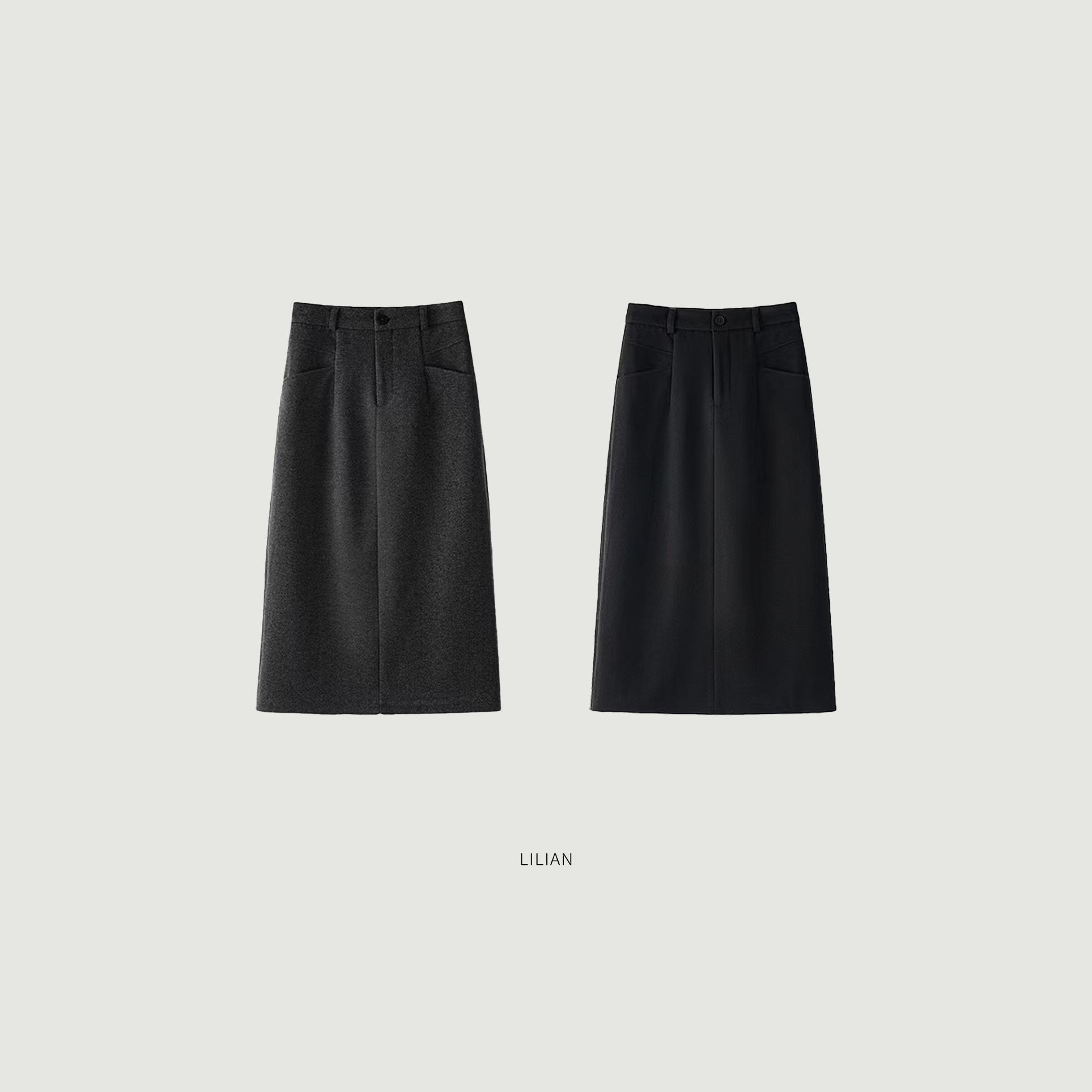 莉莉LIlian ·“通勤挚简”定制斜纹肌理面料 后开叉直筒毛呢裙