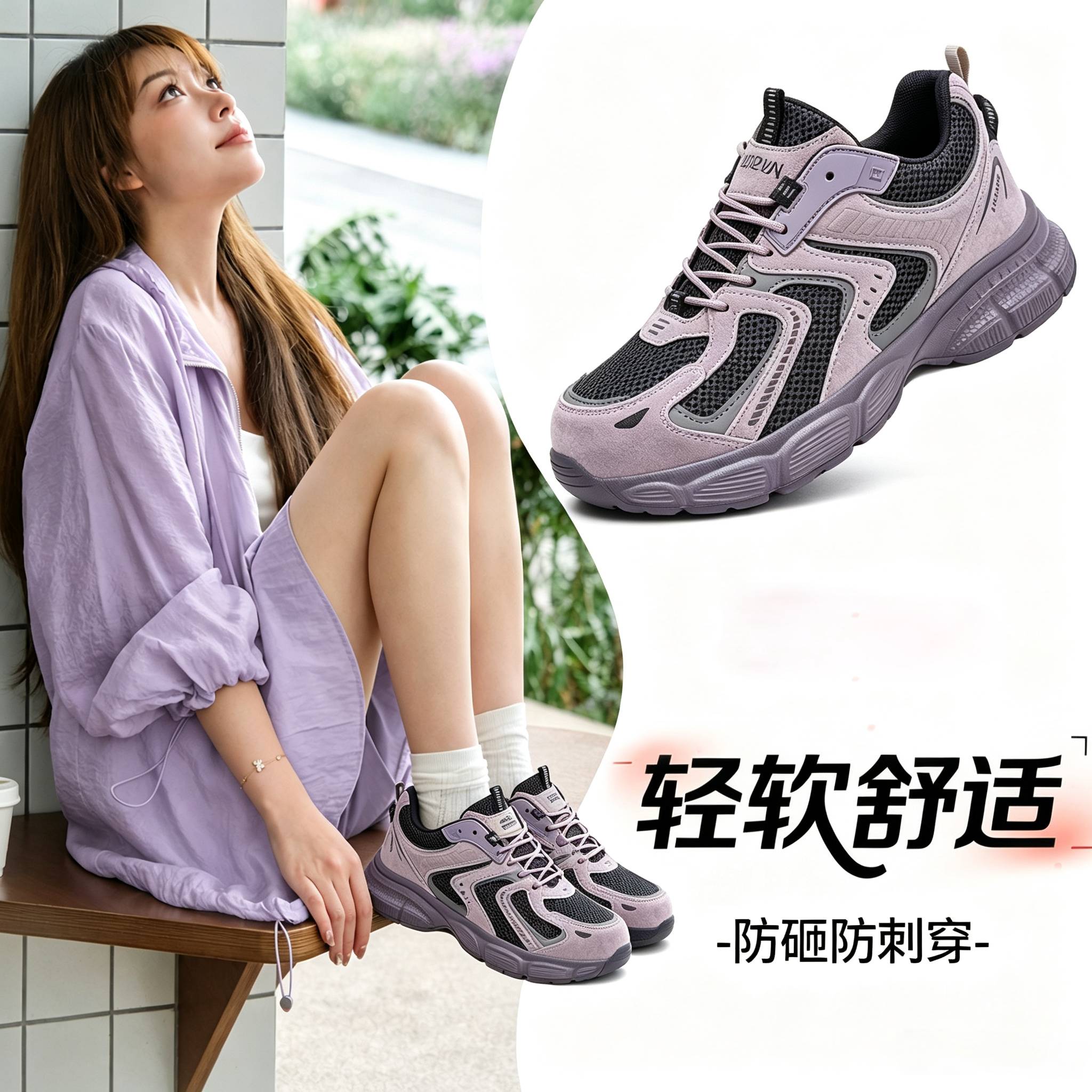 新款大码劳保鞋女士超轻轻便软底钢包头夏季透气防砸上班女款四季