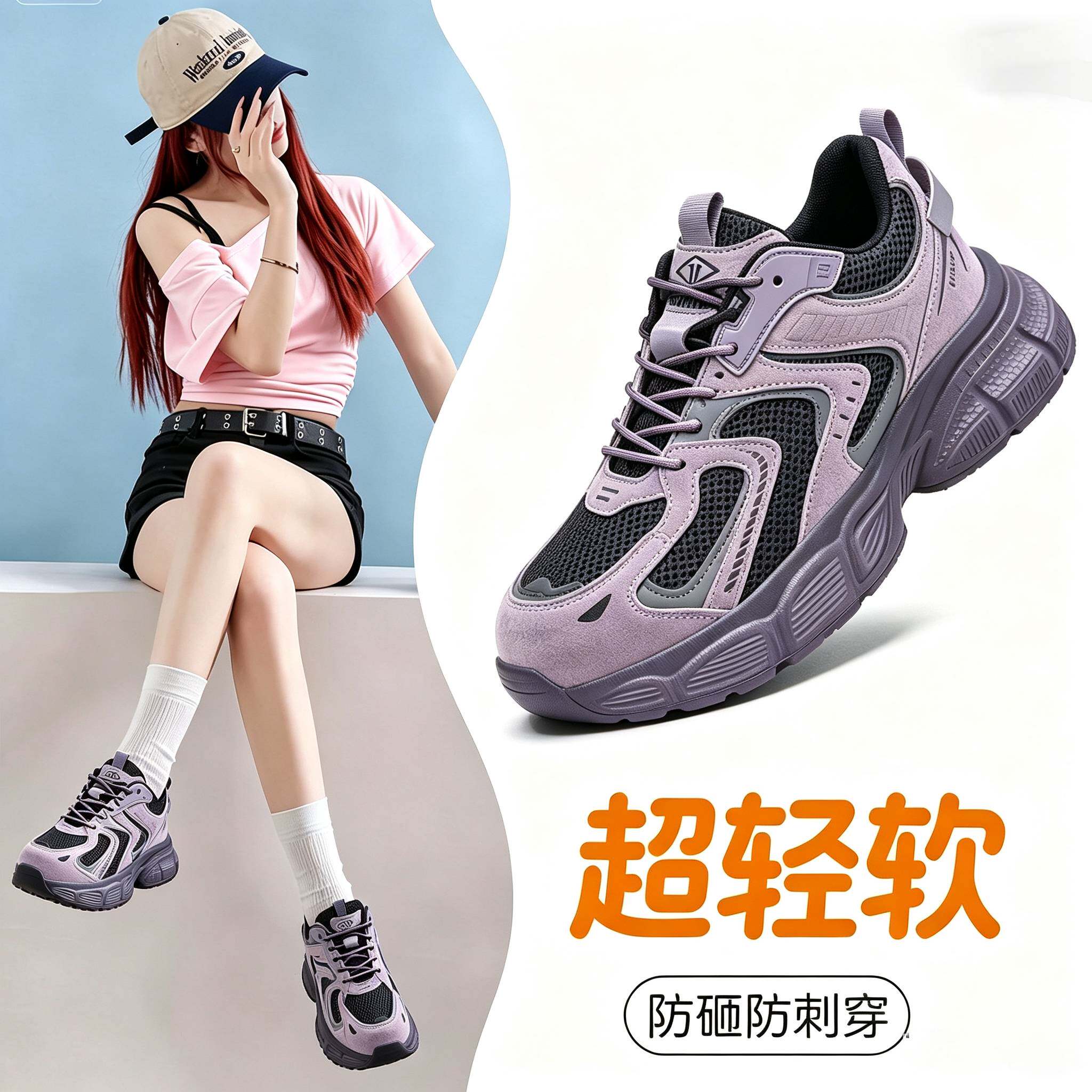 新款大码劳保鞋超轻女士轻便软底钢包头防砸夏季透气四季女款上班