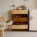 三又木实木餐边柜原木风收纳柜靠墙一体储物柜客厅陈列柜手办柜