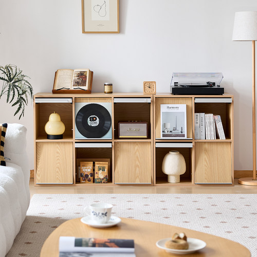 三又木原木书柜中古风边柜