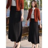 气质伞裙中长款 高档醋酸羊毛黑色半身裙女2025秋冬季 新款 a字裙子