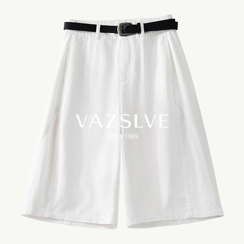 【VAZSLVE/全新奢品】捡漏纯棉短裤女2026夏季时尚白色五分休闲裤