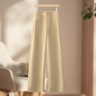 今年流行梧桐裤女2026春夏季新款高腰九分西装休闲 卡其色阔腿裤