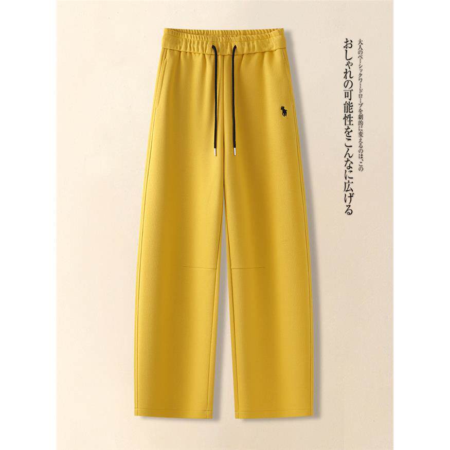 今年流行的休闲阔腿裤女2026年春秋季新款松紧腰香蕉裤弯刀卫裤子