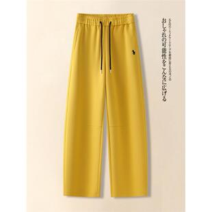 今年流行的休闲阔腿裤女2026年春秋季新款松紧腰香蕉裤弯刀卫裤子