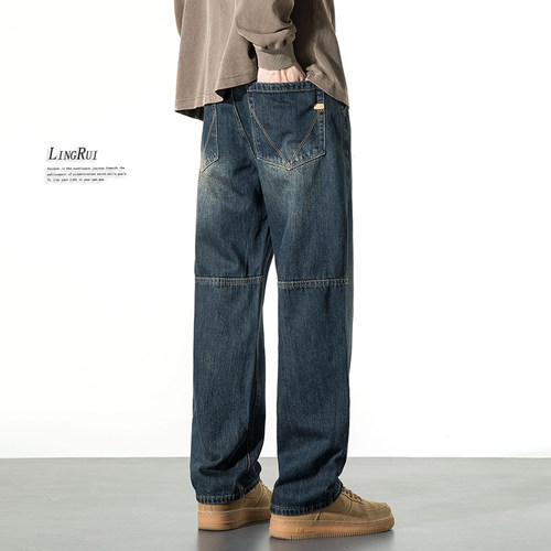 秋冬水洗复古美式牛仔裤