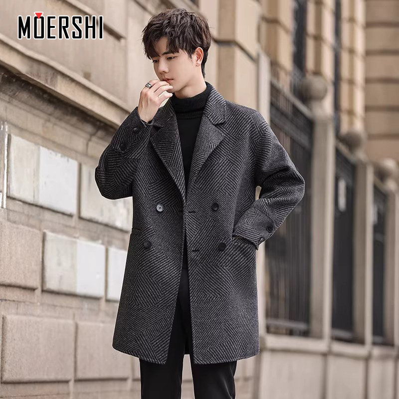 新款轻奢羊毛呢大衣男士秋冬款宽松中长款风衣韩系休闲百搭外套,男装,毛呢大衣,淘宝优惠券,粉丝福利购,淘宝优惠卷