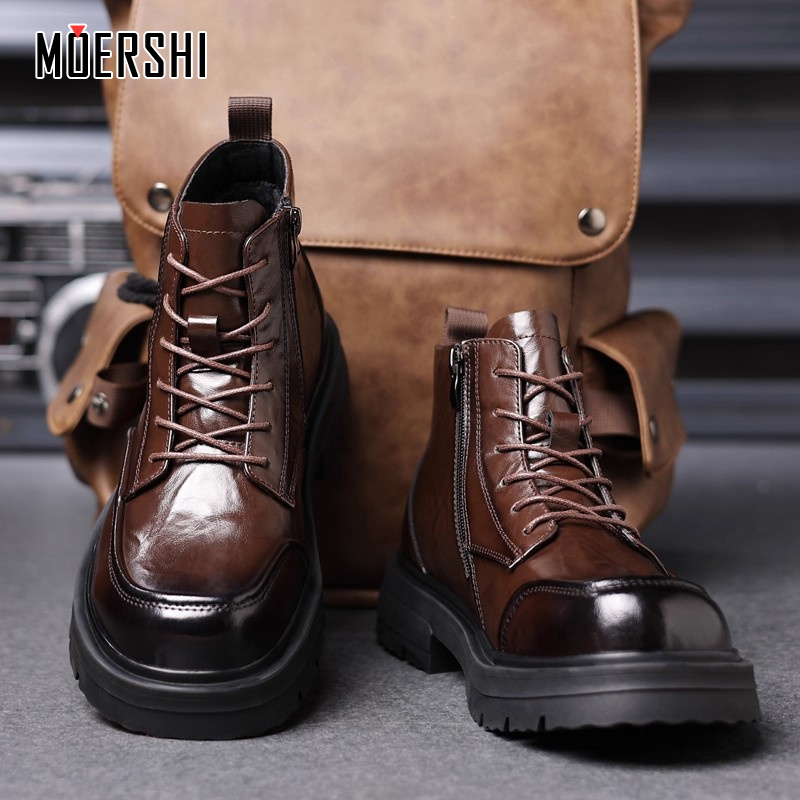 马丁靴男冬季加绒高帮工装潮靴