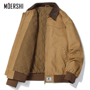 保暖夹克休闲宽松翻领潮牌棉服男 复古工装 棉衣外套男秋冬款 美式