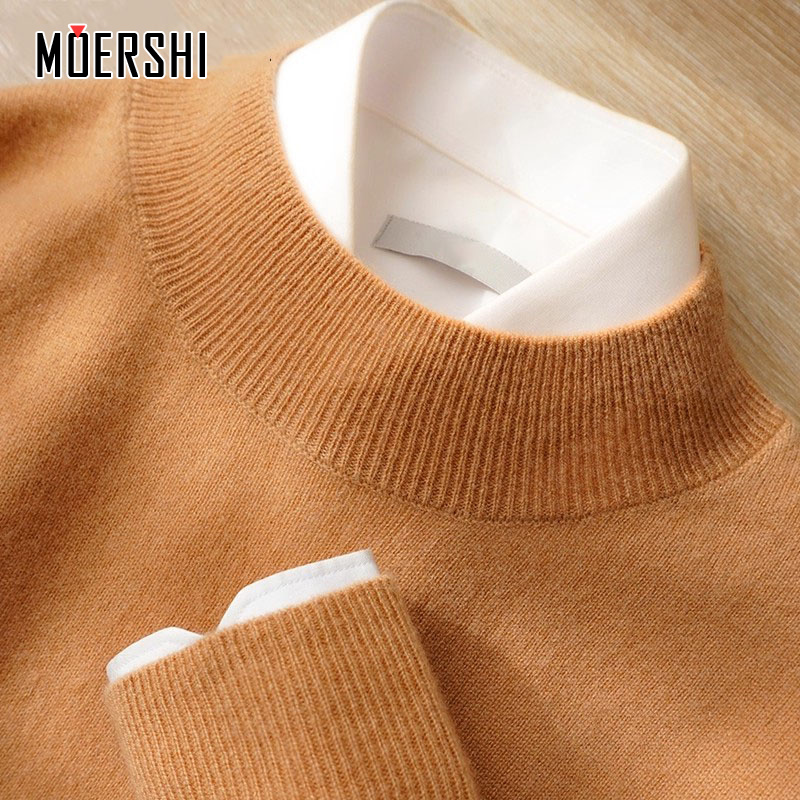 羊毛衫男士半高领纯色山羊绒衫