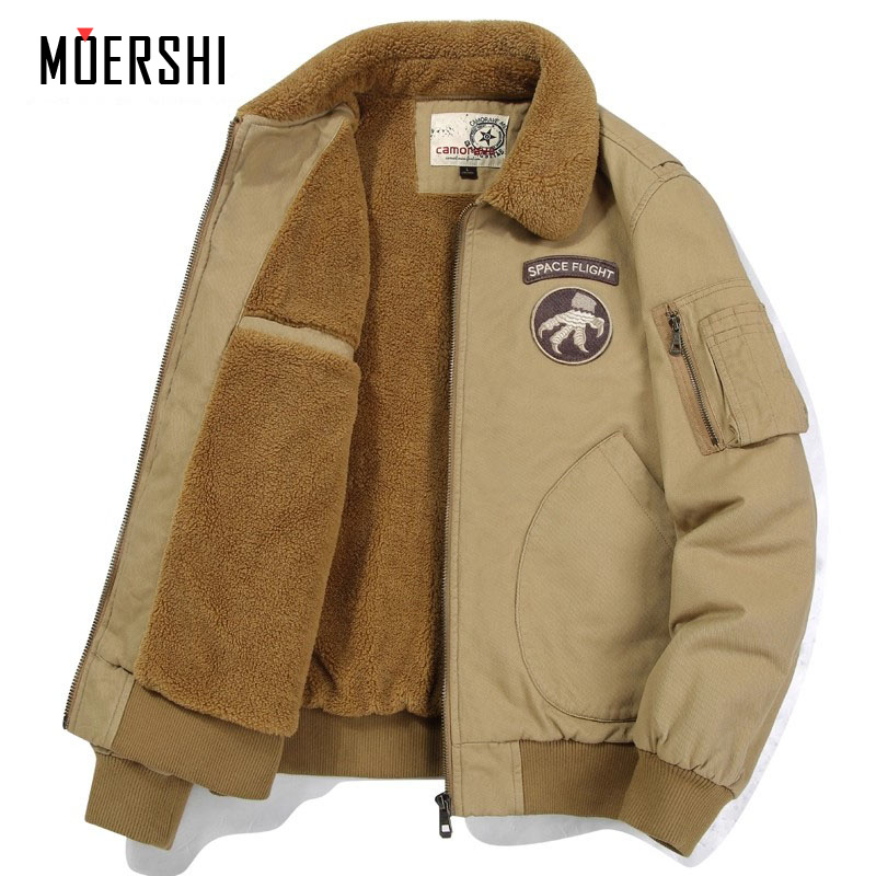 棉衣外套男秋冬加绒飞行员夹克