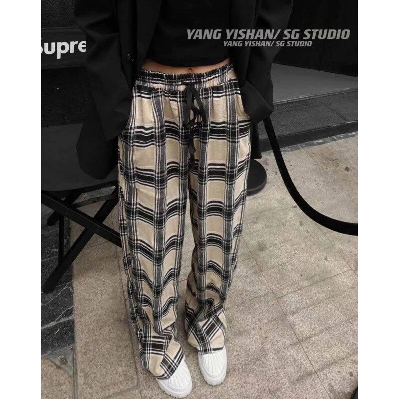 YANG依姗女士長褲新款修身女神舒適洋氣簡約魅力杏色格子闊腿褲在類目 女裝/女士精品, 褲子, 休閒褲中 - 來自Buy2taobao.com提供專業的淘寶代購服務