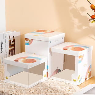 新款 盒6 12寸单双层加高蛋糕盒定制 半透明生日蛋糕盒子包装