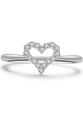 戴之梦女纯银少女镂空爱心戒指