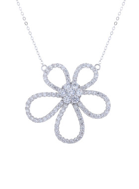 五瓣花朵项链女大花纯银太阳花锁骨链花瓣吊坠轻奢山茶花不掉色