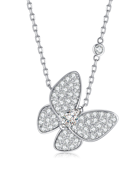 满钻蝴蝶项链女锁骨链925纯银不掉色轻奢高级感网红爆款七夕礼物