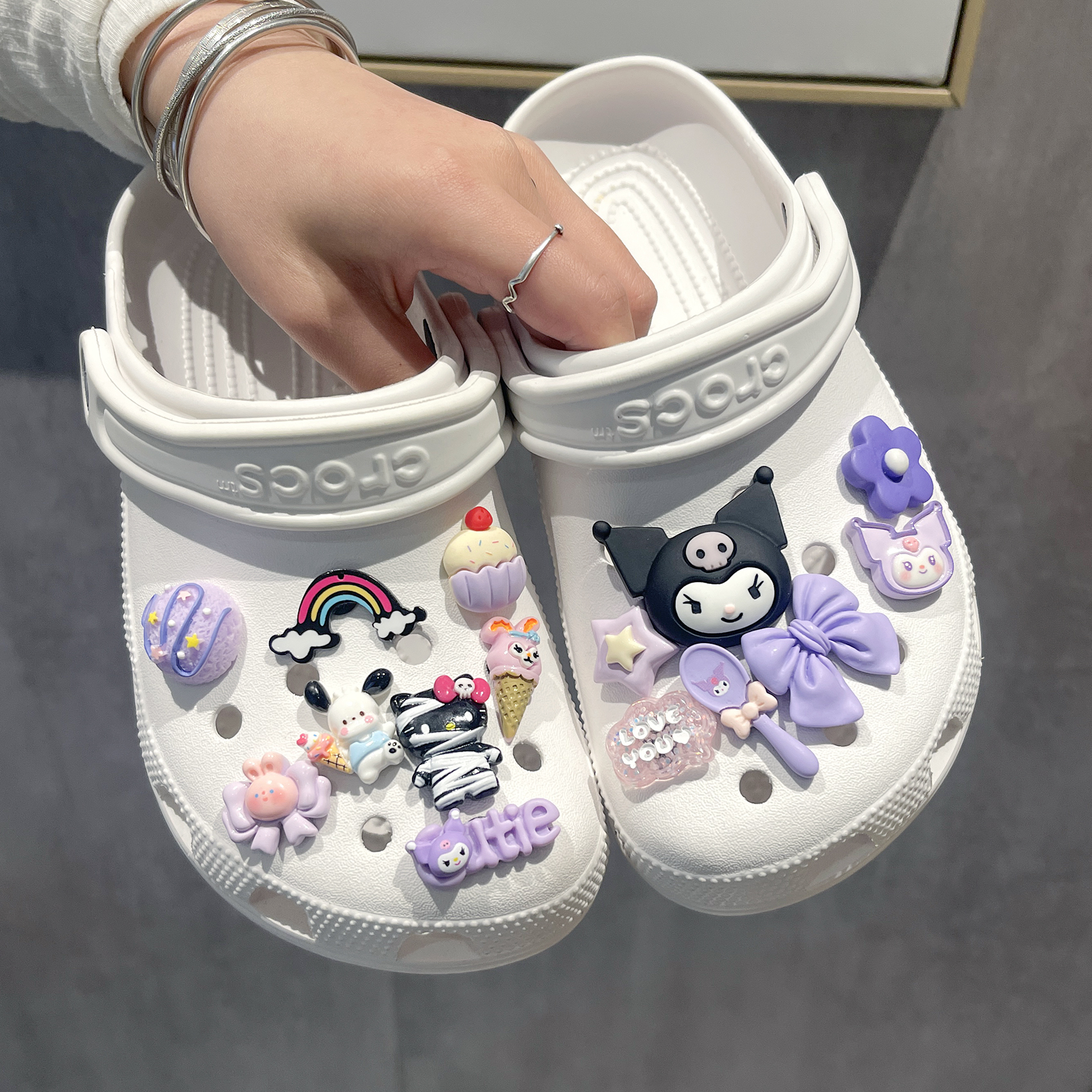 库洛米洞洞鞋配饰diy糖果冰淇淋crocs鞋花适配卡洛驰洞洞鞋配饰女