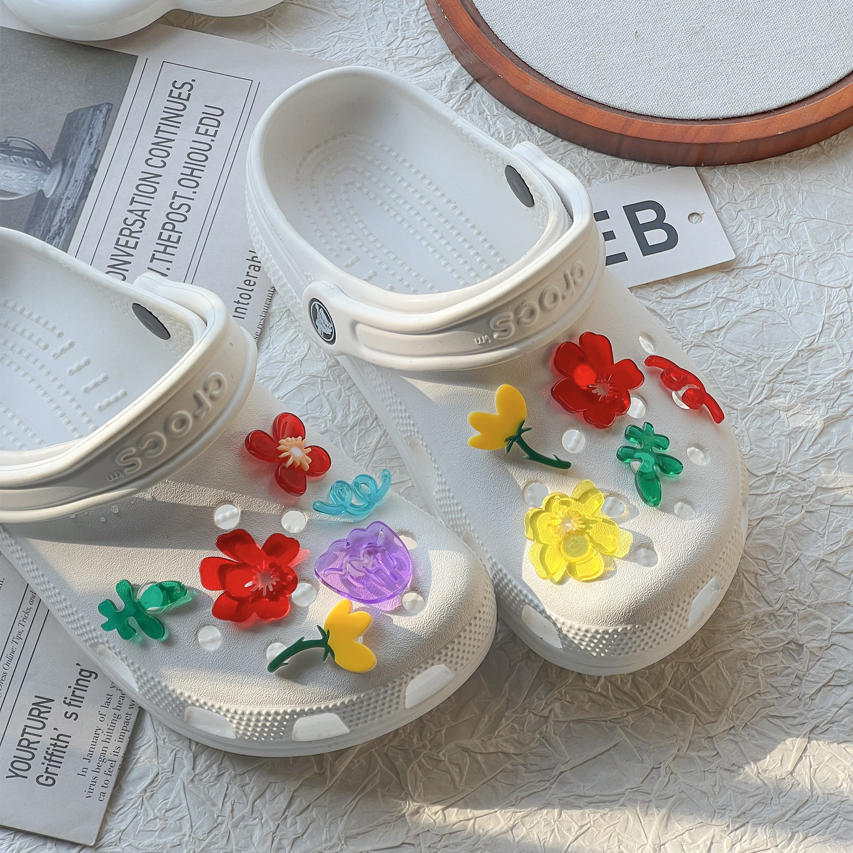 莫奈花园洞洞鞋配饰 春日幻彩果冻花朵适配crocs洞洞鞋花鞋扣装饰