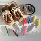 包挂件DIY编织鞋 装 扣德训袋鼠鞋 童鞋 饰 穆勒鞋 秋冬MIU系彩色绳结鞋