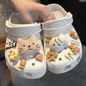 扣适配crocs智必星装 猫咪洞洞鞋 配饰趣味小鱼饼干毛绒鞋 饰扣卡扣