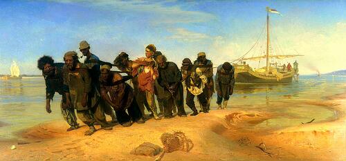 数字油画diy俄罗斯名画高级感填色画Volga Boatmen  伏尔加河船夫