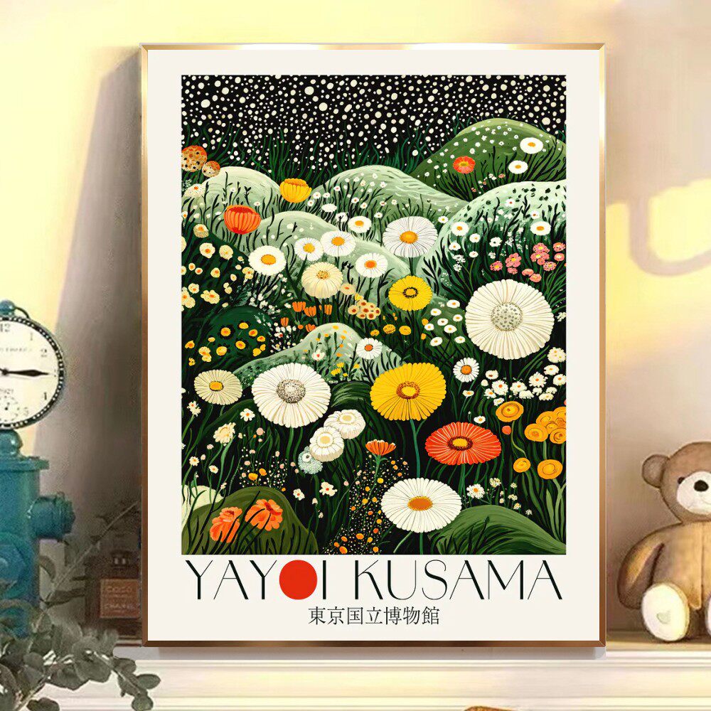 波点花卉数字油画diy填色东京国立博物馆装饰画喷绘打印成品挂画