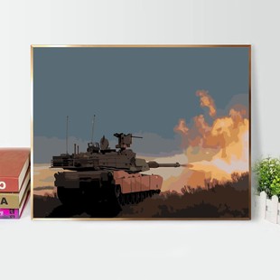 M1A2艾布拉姆斯军事数字油画手工diy填色画涂色解压装饰画