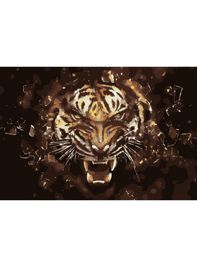 兽王觉醒 虎 WJO001数字油画diy填色动物手绘油彩画装饰画