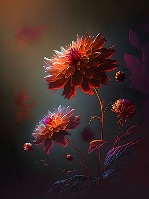 红色缤纷绽放彩花数字油画深圳