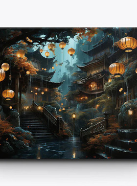 灯影古邑diy数字油画填色丙烯画油彩减压装饰画支持喷绘打印成品