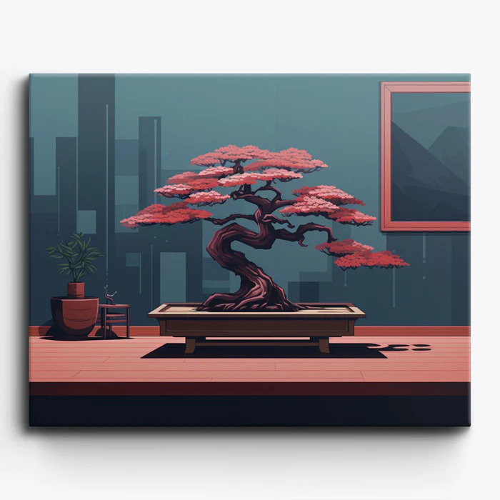 室内盆景diy数字油画填色丙烯画油彩治愈装饰画支持喷绘打印成品图片