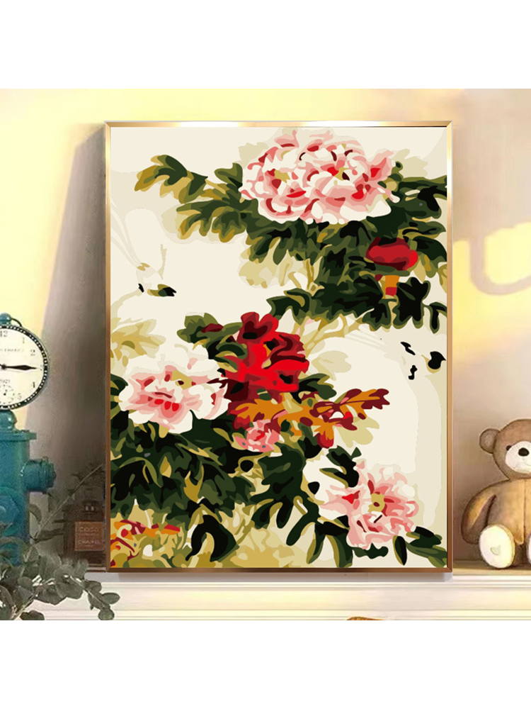花鸟牡丹数字油画diy填色减压自愈手绘客厅装饰画图片