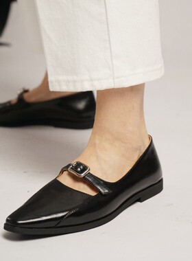 会员福利 | 原创设计时髦尖子生 法式复古一字带玛丽珍皮鞋女
