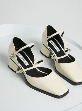 17号的下午 | 静奢极简 舒适双带法式复古时髦粗跟方头玛丽珍女