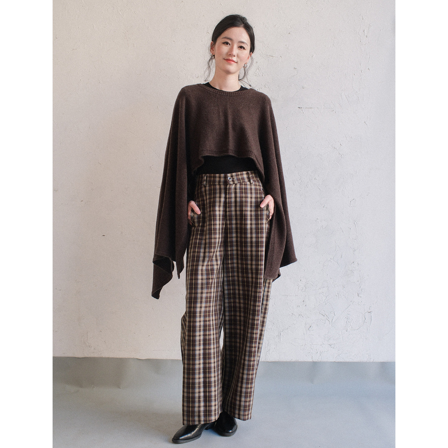 秋冬女慵懒风圆领宽松显瘦针织衫