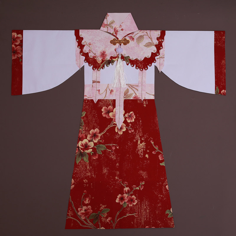 珍珠云肩纸衣仙家纸衣服女款仙衣女裙娘娘款长袍姑娘款复古花朵款