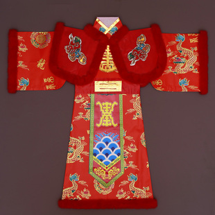 寒衣纸龙袍仙衣秋冬款带绒绒神仙长袍官服冬季纸袍仙家官袍定做