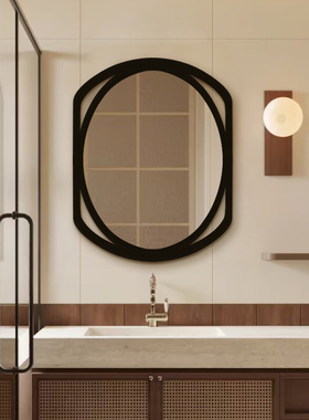 黑色不规则led智能浴室镜轻奢客厅壁挂玄关装饰镜艺术创意化妆镜