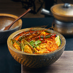 中古风餐具特色中式复古汤碗冬阴功日泰式料理咖喱牛肉东南亚商用