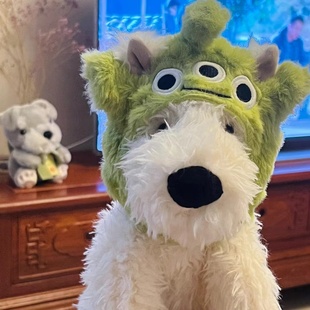 西高地头套史玛吉小狗帽子黑白斑点狗蓝色背带裤衣服驯鹿围脖项圈