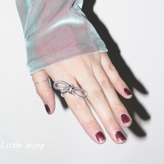 女铜日韩做旧蝴蝶结戒指指环