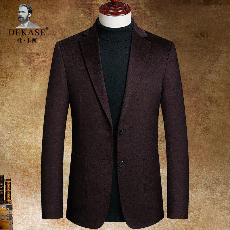 Dekase 羊毛西装外套男秋冬2025新款单西上衣酒红色男士毛呢西服,男装,休闲西服,淘宝优惠券,粉丝福利购,淘宝优惠卷