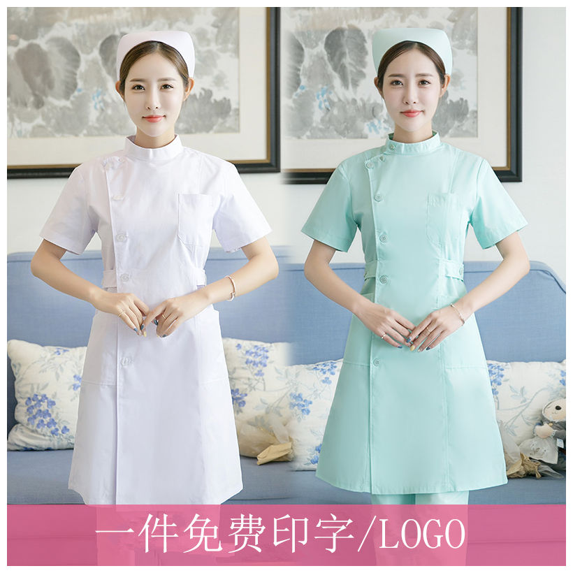护士服短袖白色偏襟圆领夏装