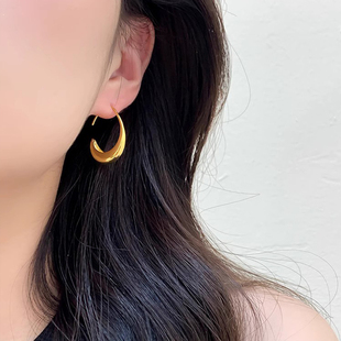 欧美小众设计金属水滴耳环ins冷淡风简约高级感耳饰耳勾潮人个性