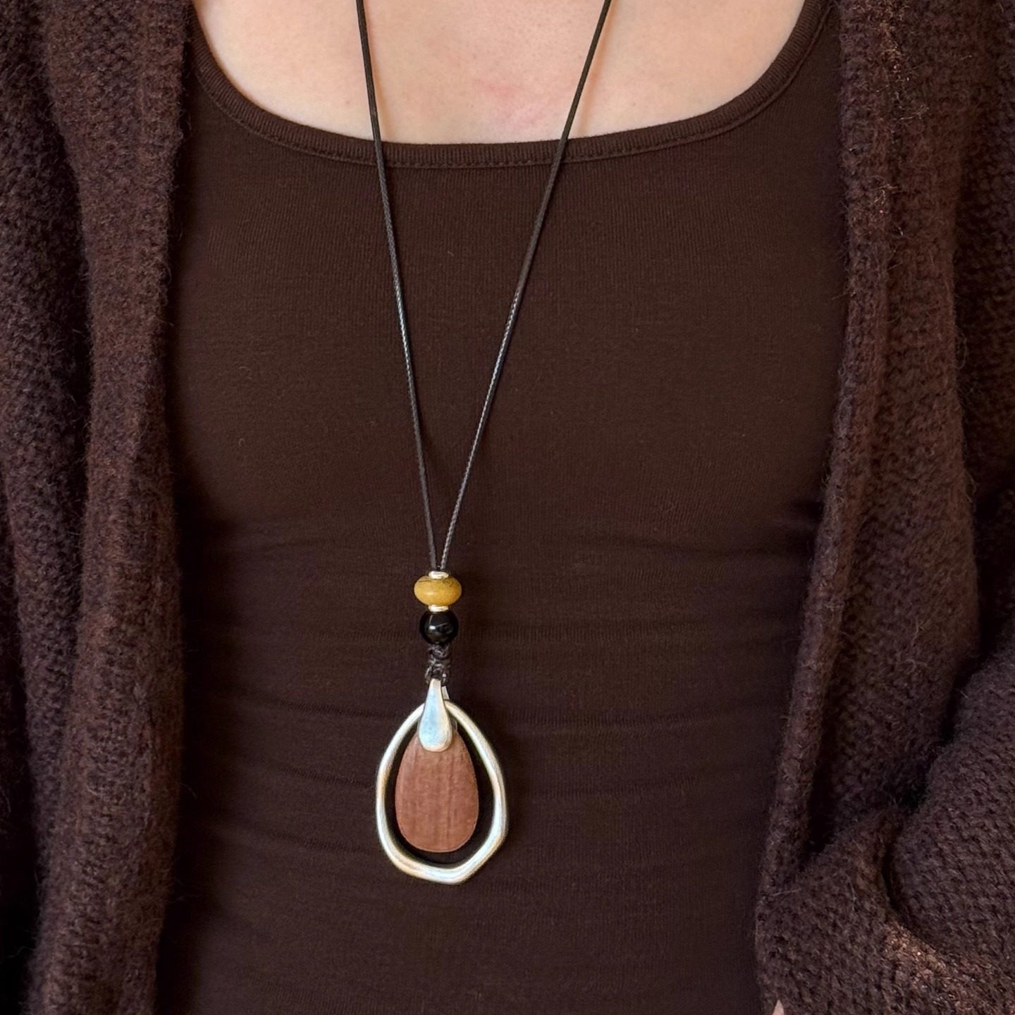 法式秋冬复古风黑绳几何木头吊坠中式高级感项链毛衣链时髦气质女,饰品/流行首饰/时尚饰品新,项链,淘宝优惠券,粉丝福利购,淘宝优惠卷