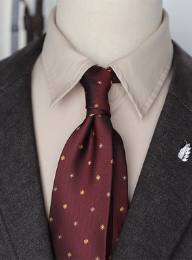 复古红色领带男绅士风法式8CM结婚婚礼新郎墨绿咖啡酒红条纹职业