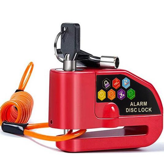 自行车锁山地车报警锁防盗电动车摩托车锁碟刹报警锁加绳布包热卖