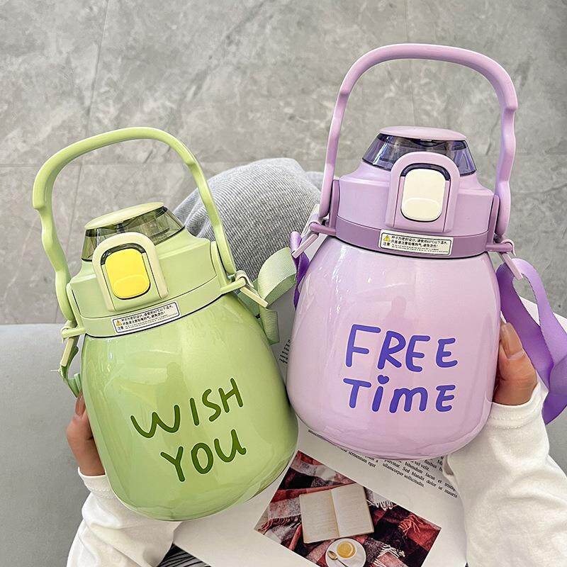 大肚杯网红高颜值保温杯带吸管户外便携不锈钢水壶大容量水杯厂家