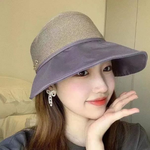 防晒遮阳帽子女抖音网红同款夏沙滩透气大帽檐遮阳帽出游百搭鸭舌